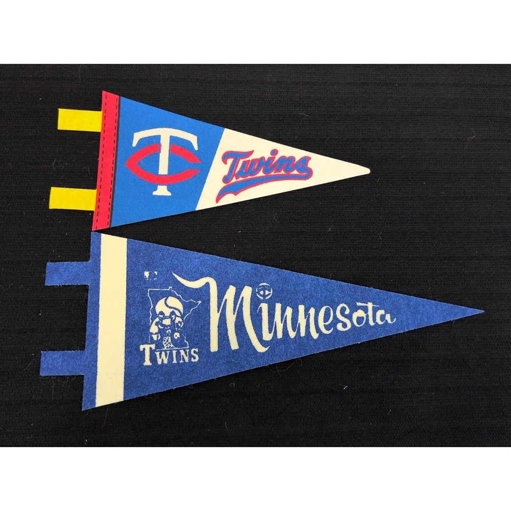 Minnesota Twins Mini Pennant VTG 4"x9"   3.5"X7" MLB Collectible Flag 60s 70s